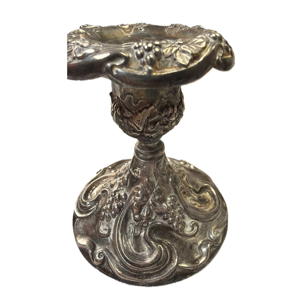 Godinger Silver Plated Grapes and Vines Short Candlesticks Dark Romance Coquette